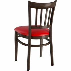 LT&S Spartan Series Lancaster Table & Seating Spartan Series Metal Slat Back Chair With Walnut Wood Grain Finish And Red Vinyl Seat -Lancaster Table & Seating Shop 2371461