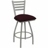 Holland Bar Stool XL 410 Jackie 25" Ladderback Swivel Counter Stool With Anodized Nickel Finish And Canter Bordeaux Padded Seat