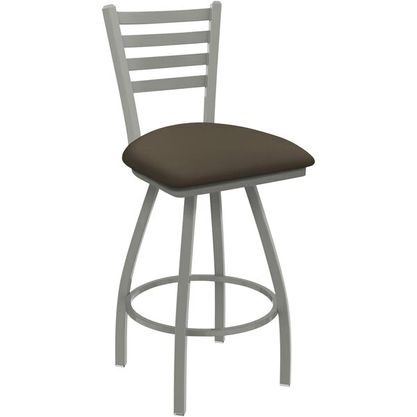 Holland Bar Stool XL 410 Jackie 25" Ladderback Swivel Counter Stool With Anodized Nickel Finish And Canter Earth Padded Seat 1 Holland Bar Stool XL 410 Jackie 25" Ladderback Swivel Counter Stool With Anodized Nickel Finish And Canter Earth Padded Seat