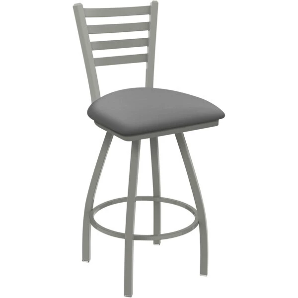 Holland Bar Stool XL 410 Jackie 25" Ladderback Swivel Counter Stool With Anodized Nickel Finish And Canter Folkstone Grey Padded Seat 1 Holland Bar Stool XL 410 Jackie 25" Ladderback Swivel Counter Stool With Anodized Nickel Finish And Canter Folkstone Grey Padded Seat