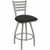 Holland Bar Stool XL 410 Jackie 25" Ladderback Swivel Counter Stool With Anodized Nickel Finish And Canter Iron Padded Seat
