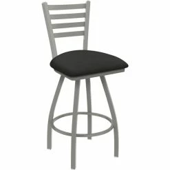 Holland Bar Stool XL 410 Jackie 25" Ladderback Swivel Counter Stool With Anodized Nickel Finish And Canter Iron Padded Seat