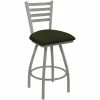 Holland Bar Stool XL 410 Jackie 25" Ladderback Swivel Counter Stool With Anodized Nickel Finish And Canter Pine Padded Seat