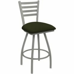 Holland Bar Stool XL 410 Jackie 25" Ladderback Swivel Counter Stool With Anodized Nickel Finish And Canter Pine Padded Seat