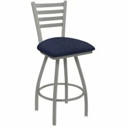 Holland Bar Stool XL 410 Jackie 25" Ladderback Swivel Counter Stool With Anodized Nickel Finish And Graph Anchor Padded Seat