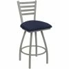 Holland Bar Stool XL 410 Jackie 30" Ladderback Swivel Bar Stool With Anodized Nickel Finish And Graph Anchor Seat