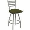 Holland Bar Stool XL 410 Jackie 25" Ladderback Swivel Counter Stool With Anodized Nickel Finish And Graph Parrot Padded Seat