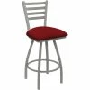 Holland Bar Stool XL 410 Jackie 25" Ladderback Swivel Counter Stool With Anodized Nickel Finish And Graph Ruby Padded Seat