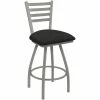 Holland Bar Stool XL 410 Jackie 25" Ladderback Swivel Counter Stool With Anodized Nickel Finish And Graph Coal Padded Seat