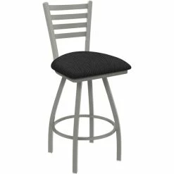 Holland Bar Stool XL 410 Jackie 30" Ladderback Swivel Bar Stool With Anodized Nickel Finish And Graph Coal Seat