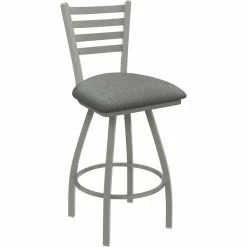 Holland Bar Stool XL 410 Jackie 25" Ladderback Swivel Counter Stool With Anodized Nickel Finish And Graph Alpine Padded Seat