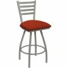 Holland Bar Stool XL 410 Jackie 25" Ladderback Swivel Counter Stool With Anodized Nickel Finish And Graph Poppy Padded Seat