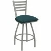 Holland Bar Stool XL 410 Jackie 25" Ladderback Swivel Counter Stool With Anodized Nickel Finish And Graph Tidal Padded Seat