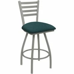 Holland Bar Stool XL 410 Jackie 25" Ladderback Swivel Counter Stool With Anodized Nickel Finish And Graph Tidal Padded Seat