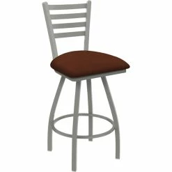 Holland Bar Stool XL 410 Jackie 25" Ladderback Swivel Counter Stool With Anodized Nickel Finish And Rein Adobe Padded Seat