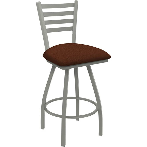 Holland Bar Stool XL 410 Jackie 25" Ladderback Swivel Counter Stool With Anodized Nickel Finish And Rein Adobe Padded Seat 1 Holland Bar Stool XL 410 Jackie 25" Ladderback Swivel Counter Stool With Anodized Nickel Finish And Rein Adobe Padded Seat