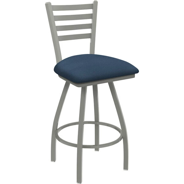 Holland Bar Stool XL 410 Jackie 25" Ladderback Swivel Counter Stool With Anodized Nickel Finish And Rein Bay Padded Seat 1 Holland Bar Stool XL 410 Jackie 25" Ladderback Swivel Counter Stool With Anodized Nickel Finish And Rein Bay Padded Seat