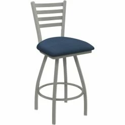 Holland Bar Stool XL 410 Jackie 30" Ladderback Swivel Bar Stool With Anodized Nickel Finish And Rein Bay Seat
