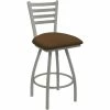 Holland Bar Stool XL 410 Jackie 25" Ladderback Swivel Counter Stool With Anodized Nickel Finish And Rein Thatch Padded Seat
