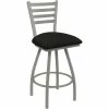Holland Bar Stool XL 410 Jackie 25" Ladderback Swivel Counter Stool With Anodized Nickel Finish And Canter Espresso Padded Seat