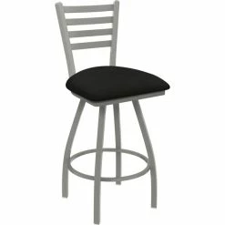 Holland Bar Stool XL 410 Jackie 25" Ladderback Swivel Counter Stool With Anodized Nickel Finish And Canter Espresso Padded Seat