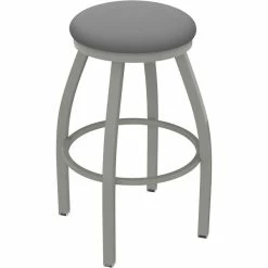 Holland Bar Stool XL 802 Misha 30" Ladderback Swivel Bar Stool With Anodized Nickel Finish And Canter Folkstone Grey Seat