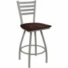 Holland Bar Stool XL 410 Jackie 30" Ladderback Swivel Bar Stool With Anodized Nickel Finish And Dark Cherry Maple Seat