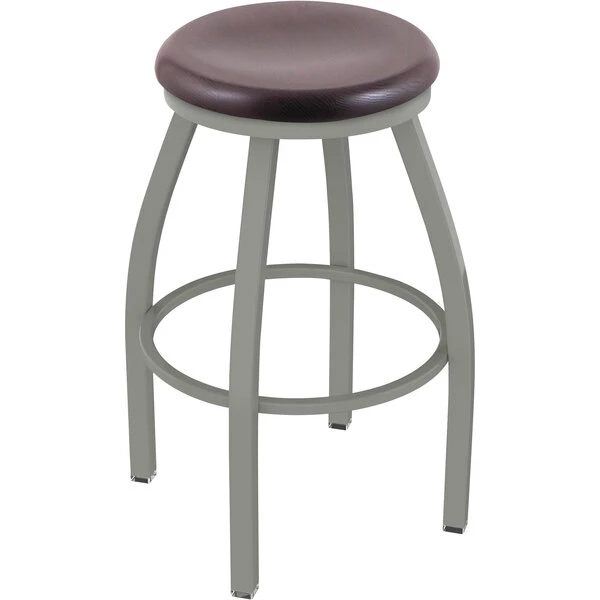 Holland Bar Stool XL 802 Misha 30" Ladderback Swivel Bar Stool With Anodized Nickel Finish And Dark Cherry Oak Seat 1 Holland Bar Stool XL 802 Misha 30" Ladderback Swivel Bar Stool With Anodized Nickel Finish And Dark Cherry Oak Seat