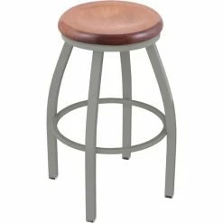 Holland Bar Stool XL 802 Misha 30" Ladderback Swivel Bar Stool With Anodized Nickel Finish And Medium Maple Seat