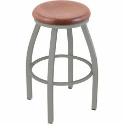 Holland Bar Stool XL 802 Misha 30" Ladderback Swivel Bar Stool With Anodized Nickel Finish And Medium Oak Seat