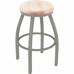 Holland Bar Stool XL 802 Misha 30" Ladderback Swivel Bar Stool With Anodized Nickel Finish And Natural Maple Seat