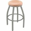 Holland Bar Stool XL 802 Misha 30" Ladderback Swivel Bar Stool With Anodized Nickel Finish And Natural Oak Seat
