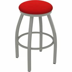 Holland Bar Stool XL 802 Misha 30" Ladderback Swivel Bar Stool With Anodized Nickel Finish And Canter Red Seat