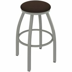 Holland Bar Stool XL 802 Misha 30" Ladderback Swivel Bar Stool With Anodized Nickel Finish And Rein Coffee Seat
