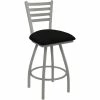 Holland Bar Stool XL 410 Jackie 30" Ladderback Swivel Bar Stool With Anodized Nickel Finish And Black Vinyl Seat