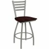 Holland Bar Stool XL 410 Jackie 25" Ladderback Swivel Counter Stool With Anodized Nickel Finish And Dark Cherry Oak Seat