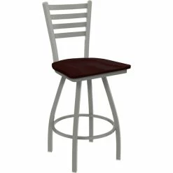 Holland Bar Stool XL 410 Jackie 25" Ladderback Swivel Counter Stool With Anodized Nickel Finish And Dark Cherry Oak Seat