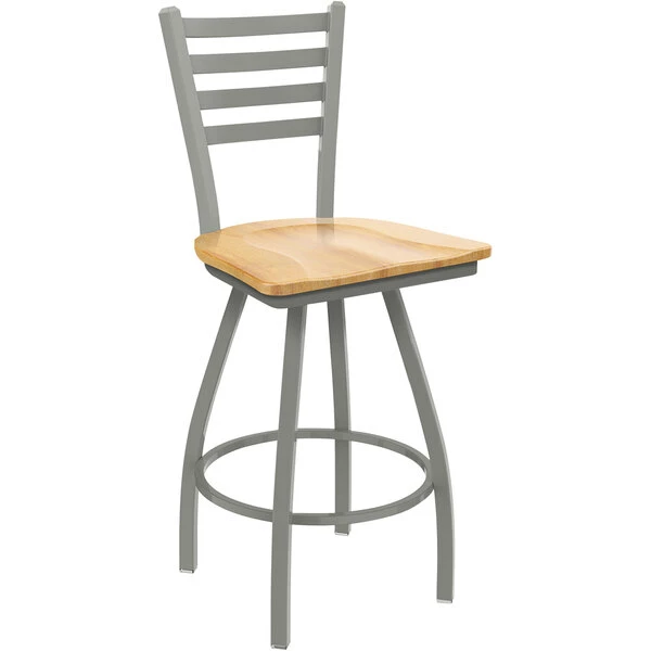 Holland Bar Stool XL 410 Jackie 30" Ladderback Swivel Bar Stool With Anodized Nickel Finish And Natural Maple Seat 1 Holland Bar Stool XL 410 Jackie 30" Ladderback Swivel Bar Stool With Anodized Nickel Finish And Natural Maple Seat