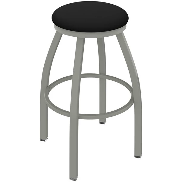 Holland Bar Stool XL 802 Misha 30" Ladderback Swivel Bar Stool With Anodized Nickel Finish And Black Vinyl Seat 1 Holland Bar Stool XL 802 Misha 30" Ladderback Swivel Bar Stool With Anodized Nickel Finish And Black Vinyl Seat