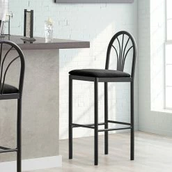 Lancaster Table & Seating Fan Back Bar Height Cafe Chair With 1 3/4" Black Fabric Seat