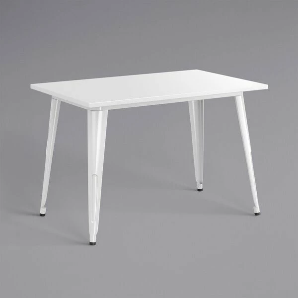 LT&S Alloy Series Lancaster Table & Seating Alloy Series 48" X 30" Rectangle White Dining Height Outdoor Table With 4 Industrial Cafe Chairs 3 LT&S Alloy Series Lancaster Table & Seating Alloy Series 48" X 30" Rectangle White Dining Height Outdoor Table With 4 Industrial Cafe Chairs - Image 3