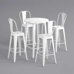 LT&S Alloy Series Lancaster Table & Seating Alloy Series 30" Round White Outdoor Bar Height Table With 4 Metal Cafe Bar Stools 6 LT&S Alloy Series Lancaster Table & Seating Alloy Series 30" Round White Outdoor Bar Height Table With 4 Metal Cafe Bar Stools -Lancaster Table & Seating Shop 2374755