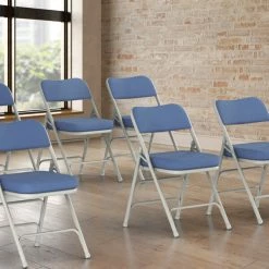 Lancaster Table & Seating Blue Fabric Folding Chair With 2" Padded Seat