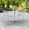 Lancaster Table & Seating 24" X 32" Silver Powder-Coated Aluminum Dining Height Outdoor Table With Umbrella Hole And 2 Arm Chairs