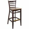 BFM Seating Berkeley Dark Walnut Beechwood Ladder Back Barstool With Autumn Ash Wood Seat