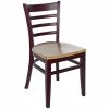 BFM Seating Berkeley Dark Mahogany Beechwood Ladder Back Side Chair With Autumn Ash Wood Seat