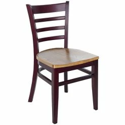 BFM Seating Berkeley Dark Mahogany Beechwood Ladder Back Side Chair With Autumn Ash Wood Seat