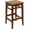 BFM Seating Stockton Dark Walnut Beechwood Square Backless Barstool With Autumn Ash Seat