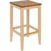 BFM Seating Stockton Natural Beechwood Square Backless Barstool With Autumn Ash Seat