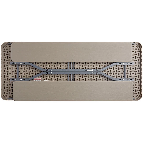 Lancaster Table & Seating 30" X 71" Rectangular Brown Faux Wood Folding Picnic Table With Attached Benches 4 Lancaster Table & Seating 30" X 71" Rectangular Brown Faux Wood Folding Picnic Table With Attached Benches - Image 4